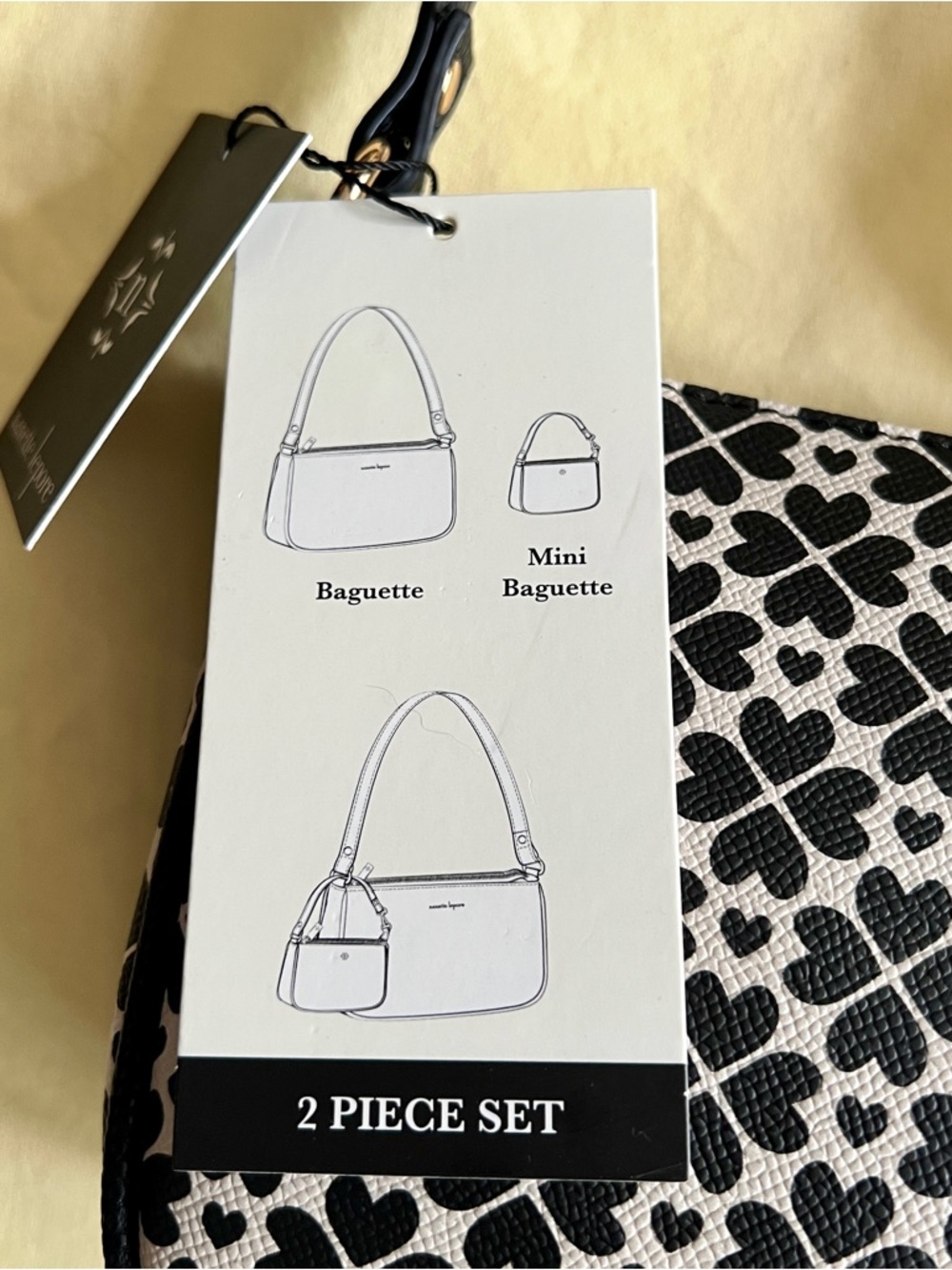 Nanette Lepore Jennah Baguette Heart Geo Black 2 piece set - Picture 4 of 9